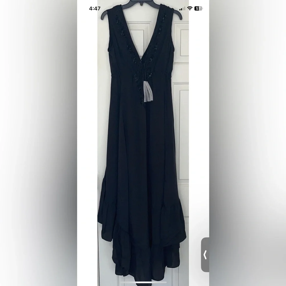 NWT SHAHIDA PARIDES High-Low beaded Maxi Dress. 100% viscose silk - Picture 6 of 7
